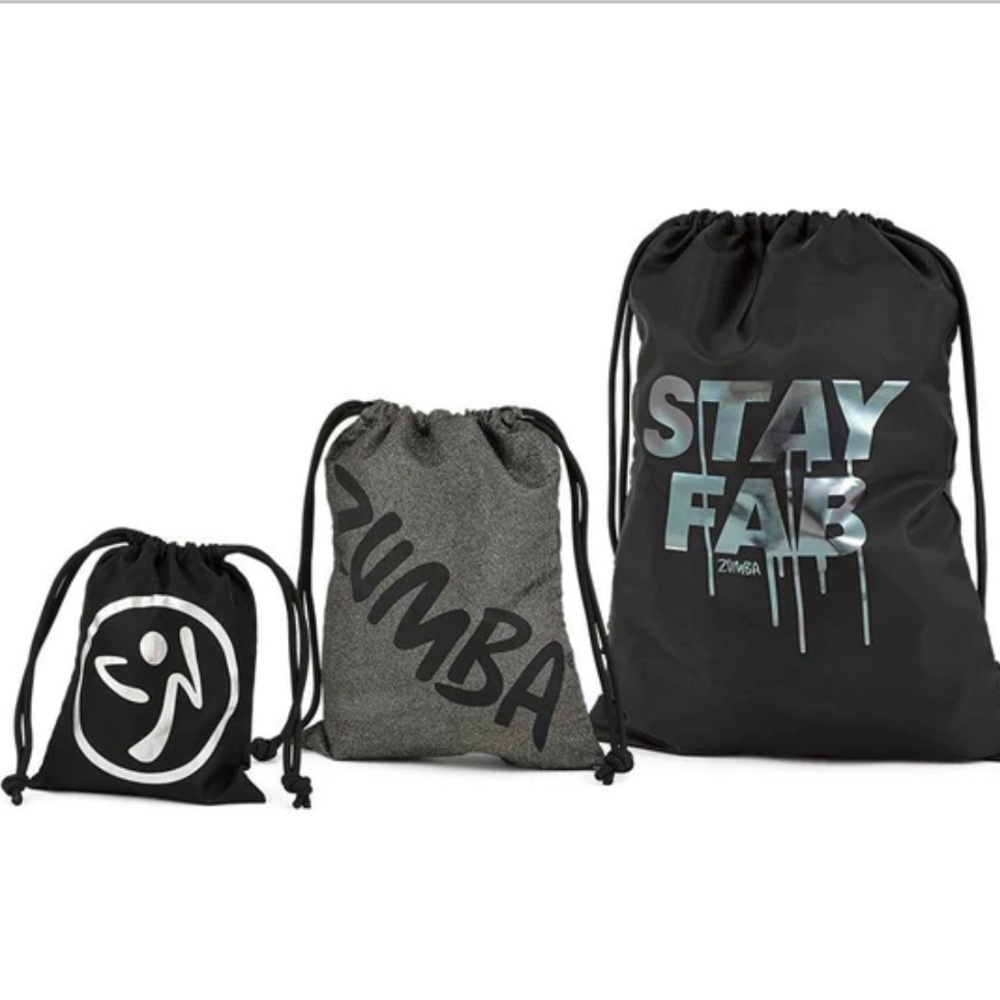 Bundle of Zumba Stay Fab Drawstring Bags (3pk) NWT